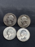 4 Count Lot of United States 90% Silver Washington Quarters from Estate Collection