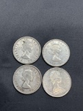 4 Count Lot of Canada 80% Silver Quarters from Estate Collection - 0.600 Ounces Actual Silver Weight