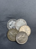 5 Count Lot of Canada 80% Silver Dime from Estate Collection