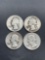 4 Count Lot of United States 90% Silver Washington Quarters from Estate Collection