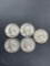 4 Count Lot of United States 90% Silver Washington Quarters from Estate Collection