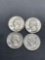 4 Count Lot of United States 90% Silver Washington Quarters from Estate Collection