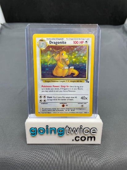 1999 Pokemon Fossil Unlimited #4 DRAGONITE Holofoil Rare Trading Card