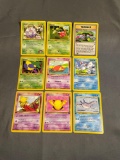 9 Card Lot of Vintage 1ST EDITION Pokemon WOTC Trading Cards from Childhood Collection