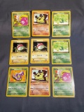 9 Card Lot of Vintage 1ST EDITION Pokemon WOTC Trading Cards from Childhood Collection