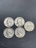 4 Count Lot of United States 90% Silver Washington Quarters from Estate Collection