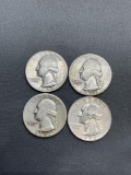 4 Count Lot of United States 90% Silver Washington Quarters from Estate Collection