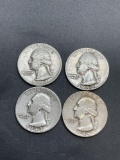 4 Count Lot of United States 90% Silver Washington Quarters from Estate Collection