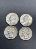 4 Count Lot of United States 90% Silver Washington Quarters from Estate Collection