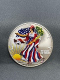 1 Ounce .999 Fine Silver Hand Painted 2001 .999 American Eagle Silver Bullion Round Coin from Estate