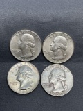 4 Count Lot of United States 90% Silver Washington Quarters from Estate Collection