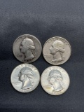 4 Count Lot of United States 90% Silver Washington Quarters from Estate Collection