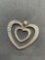 Laser Carved Detailed 20mm Tall 23mm Wide Double Heart Signed Designer Sterling Silver Heart Pendant