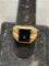 Rectangular Onyx Inlaid Center 15mm Wide 18Kt Gold Filled Ring Band