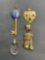 Lot of Four Gold-Tone Fashion Pendants, One Jesus, One Rose, One City of Sarasota & One Numeral 8