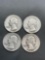 4 Count Lot of 90% Silver United States Washington Quarters from Estate Collection