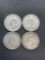 4 Count Lot of 80% Silver Canadian Quarters from Estate Collection