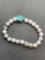 Round 8mm Howlite Beaded 8in Long Bracelet w/ Turquoise Sea Turtle Accent