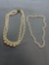 Lot of Two Faux Pearl Featured Fashion 18in Long Necklaces, One Signed Designer Marvella