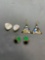 Lot of Three Various Size & Style Pairs of Fashion Button Earrings