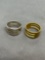 Lot of Two Gold & Silver-Tone Fashion Pipe Style Ring Bands