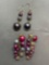Lot of Two Multi-Colored Cluster Style Fashion Pairs of Drop Earrings