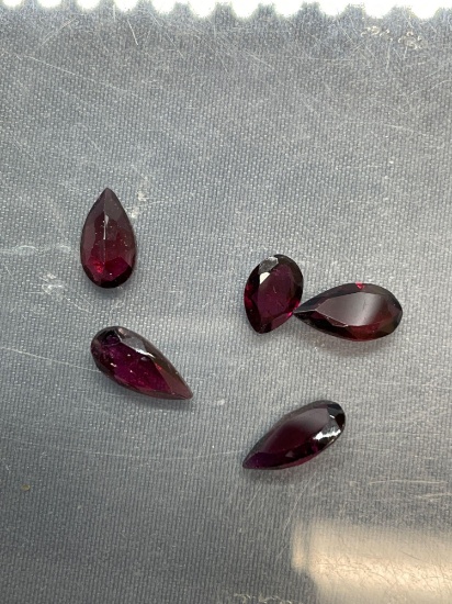 Lot of Five Pear Faceted Loose Garnet Gemstones