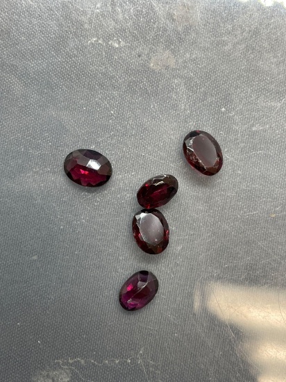 Lot of Five Oval Faceted Loose Garnet Gemstones