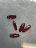 Lot of Five Elongated Oval Faceted Loose Garnet Gemstones