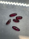 Lot of Five Elongated Oval Faceted Loose Garnet Gemstones