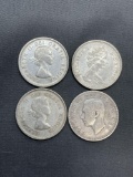 4 Count Lot of 80% Silver Canadian Quarters from Estate Collection