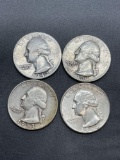 4 Count Lot of 90% Silver United States Washington Quarters from Estate Collection