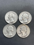 4 Count Lot of 90% Silver United States Washington Quarters from Estate Collection