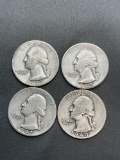 4 Count Lot of 90% Silver United States Washington Quarters from Estate Collection