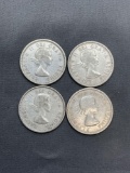 4 Count Lot of 80% Silver Canadian Quarters from Estate Collection