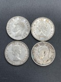 4 Count Lot of 80% Silver Canadian Quarters from Estate Collection