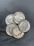 5 Count Lot of 90% Silver United States Roosevelt Dimes from Estate Collection