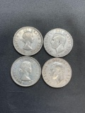 4 Count Lot of 80% Silver Canadian Quarters from Estate Collection