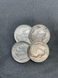 4 Count Lot of 90% Silver United States Roosevelt Dimes from Estate Collection