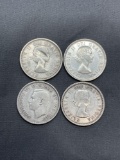 4 Count Lot of 80% Silver Canadian Quarters from Estate Collection