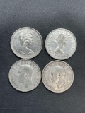 4 Count Lot of 80% Silver Canadian Quarters from Estate Collection