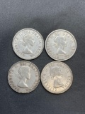 4 Count Lot of 80% Silver Canadian Quarters from Estate Collection