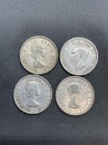 4 Count Lot of 80% Silver Canadian Quarters from Estate Collection