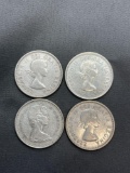 4 Count Lot of 80% Silver Canadian Quarters from Estate Collection