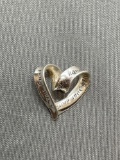 Friendship Themed 15x15mm Sterling Silver Ribbon Heart Pendant