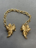 Trifari Designer Gold-Tone Fashion Convertible Jewelry, Wear as a Bracelet, Pair of Earrings or