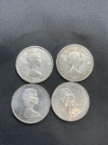 4 Count Lot of 80% Silver Canadian Quarters from Estate Collection