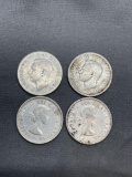 4 Count Lot of 80% Silver Canadian Quarters from Estate Collection