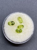 Lot of Four Oval Faceted Loose Peridot Gemstones