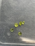 Lot of Five Oval & Round Faceted Loose Peridot Gemstones